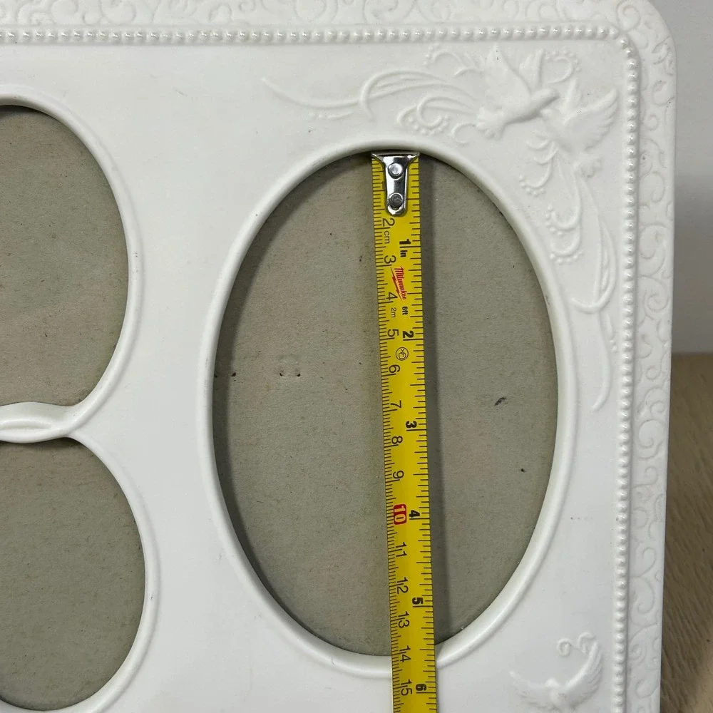 Gund Gifts White Ceramic Triple Oval Picture Frame Dove Embossed Cottagecore 9x8